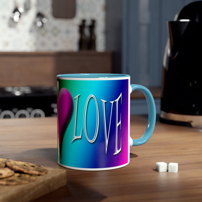 Rainbow love mugs. Colourful mugs for gifts. Romantic gifts for LGBTQ. Gifts for friends.