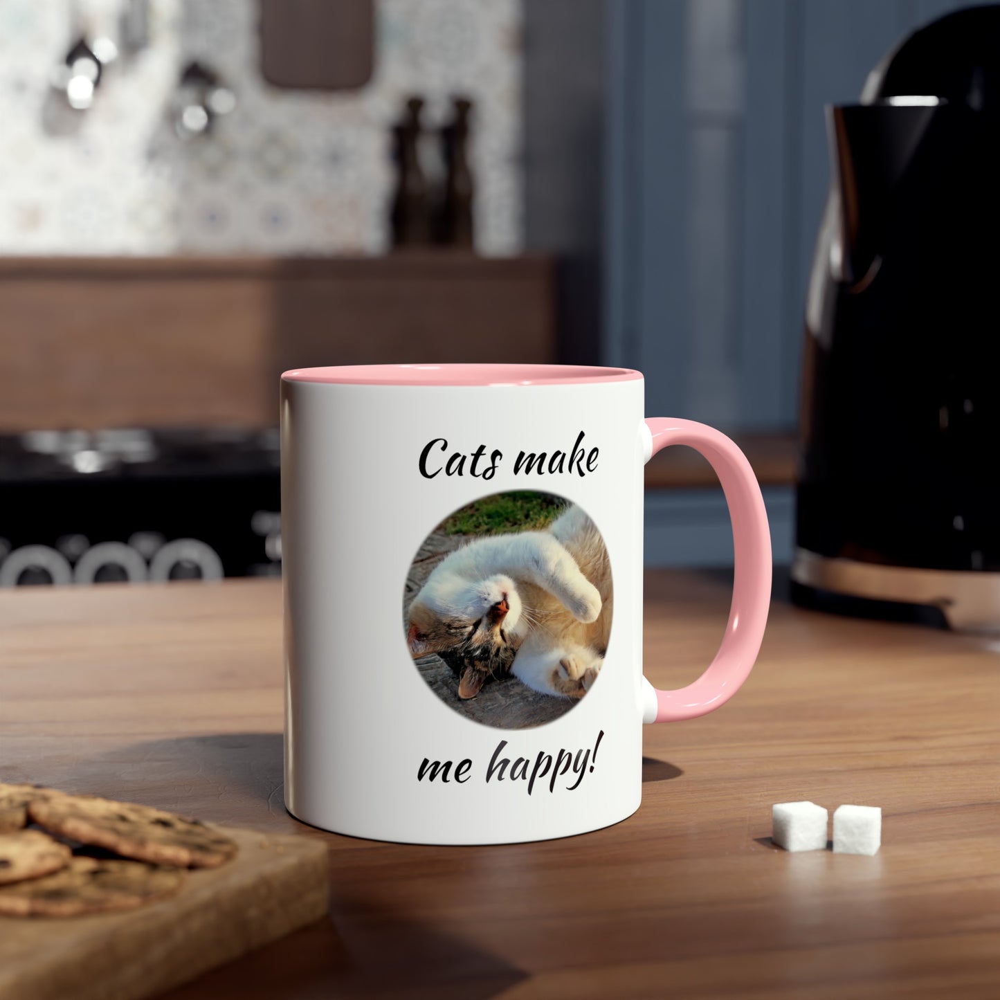 Cats make me happy, printed mugs for cat people