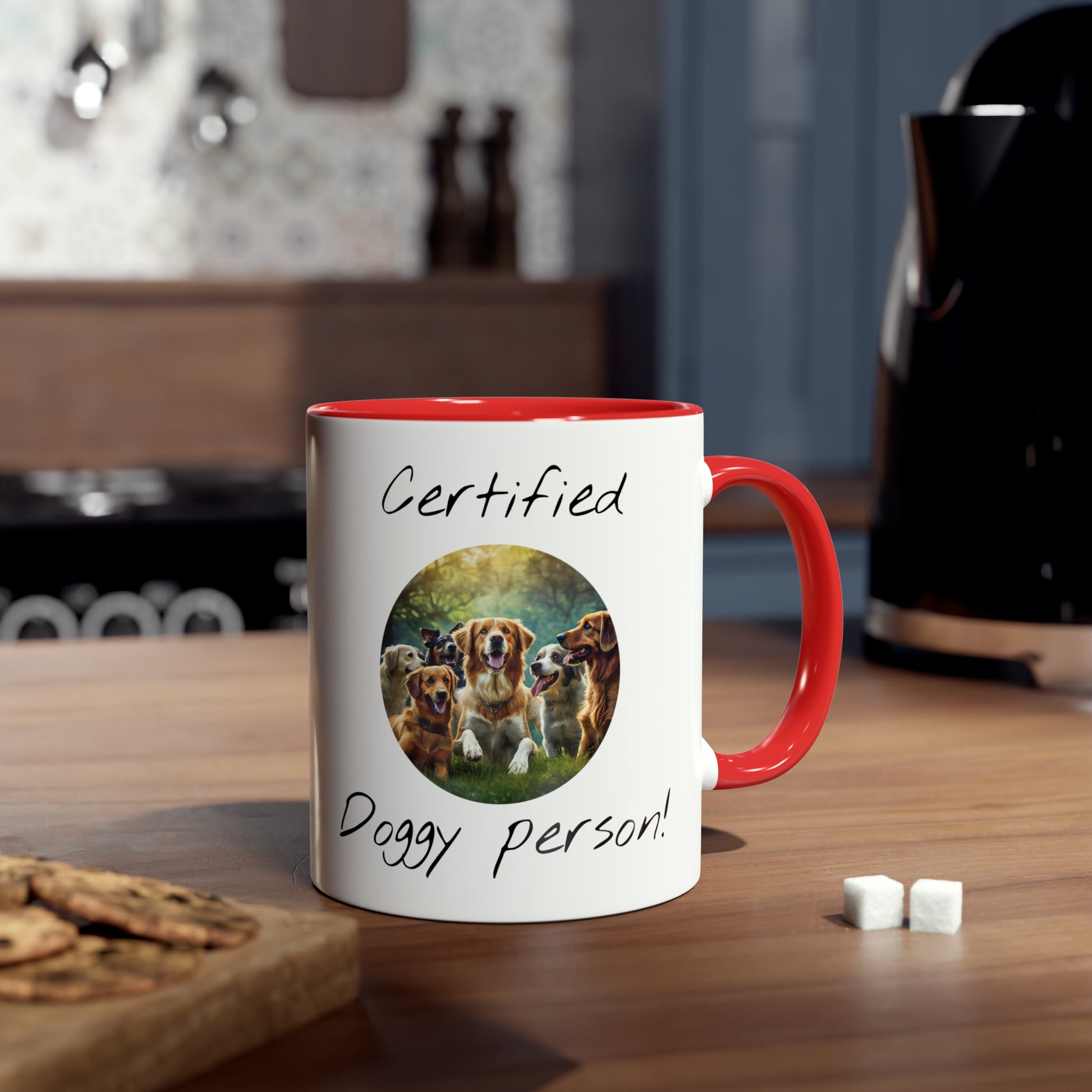 Certified doggy person, printed mugs for dog walkers