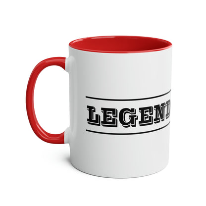 Legend, bold text printed coffee mugs. A novelty Tea mug gift for her